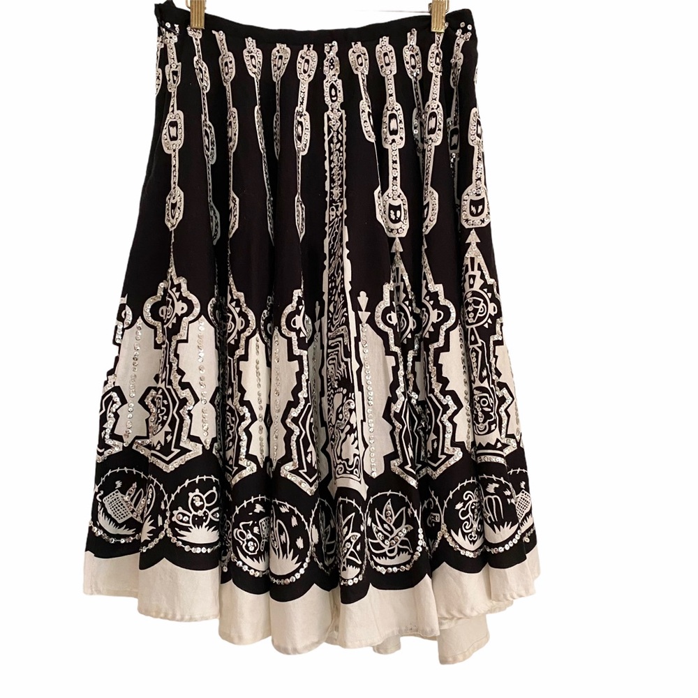 Vintage Carole Little Sequined Black White Skirt